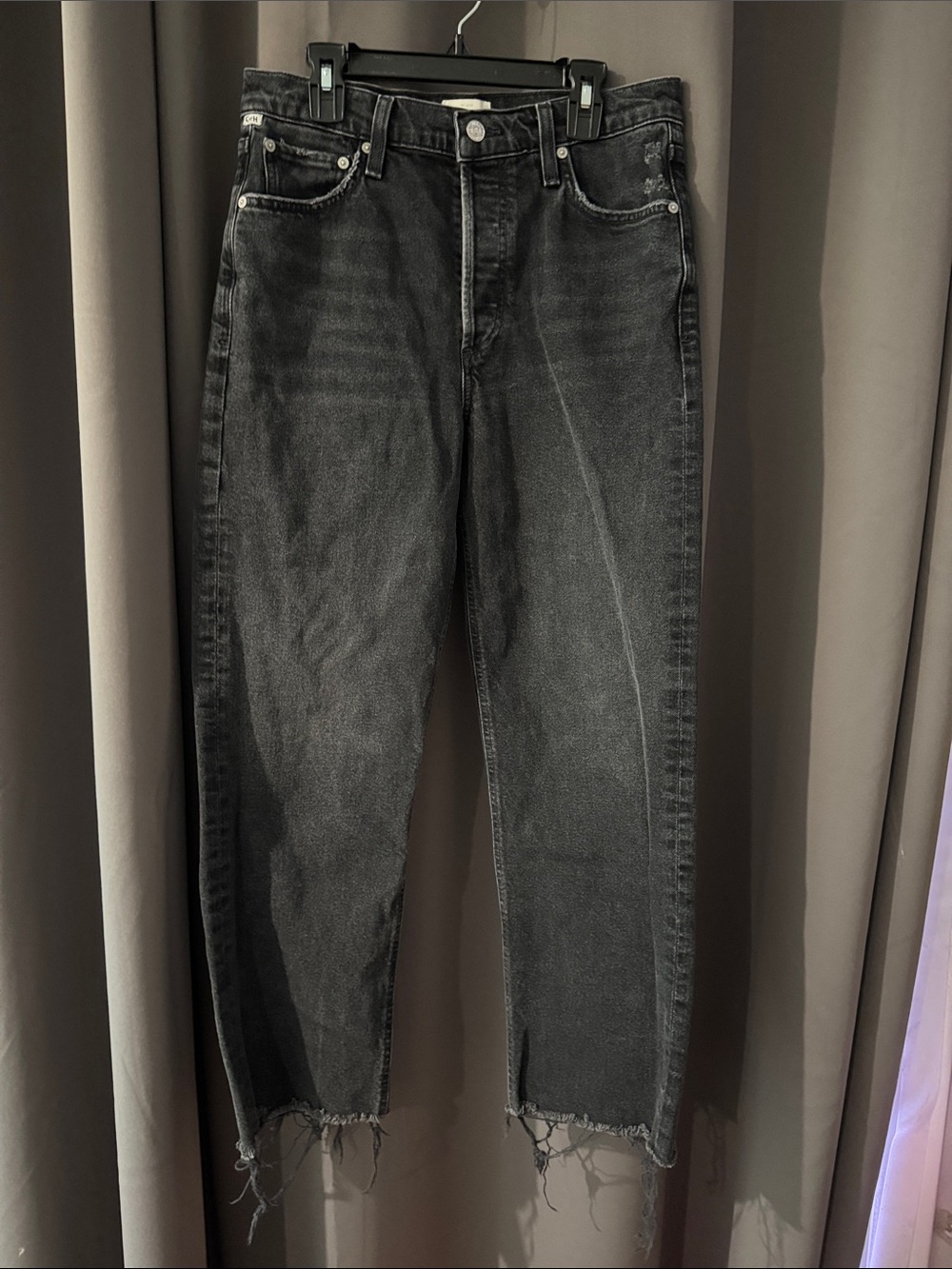 Citizens of Humanity Florence Black Distressed Hem Jeans - Size 27 - Picture 3 of 10